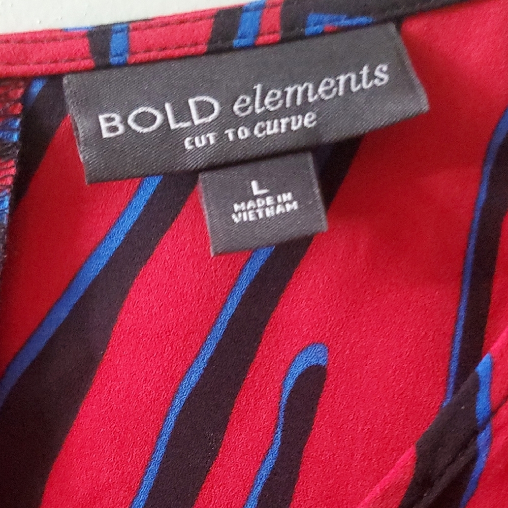 Bold Elements  Red and Black Animal Print Blouse - Picture 3 of 9